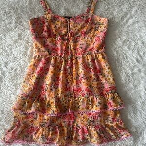 Pink floral babydoll dress